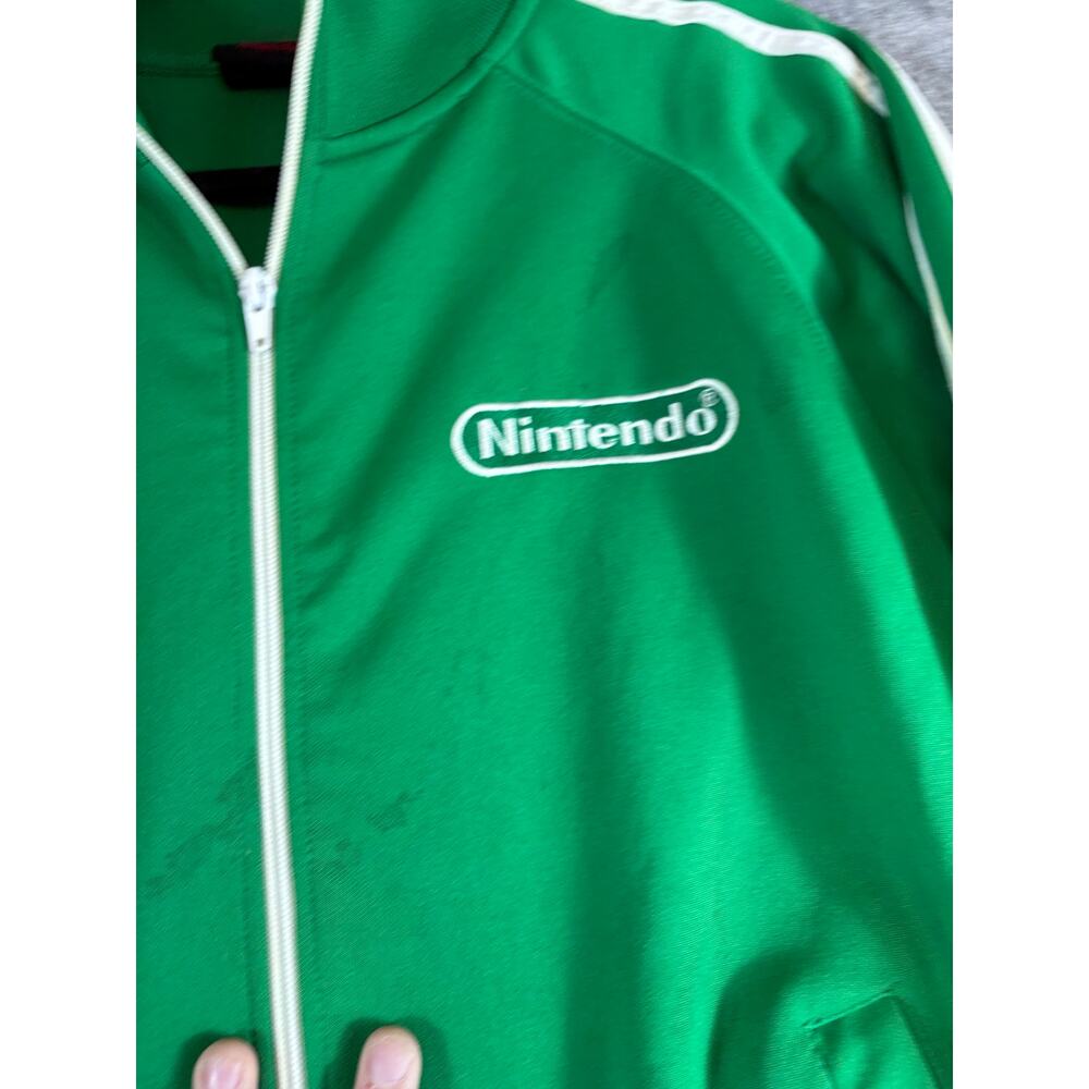 VINTAGE Y2K Nintendo Mushroom Power Track Jacket Men Medium Green Full Zip Mario - Picture 6 of 10